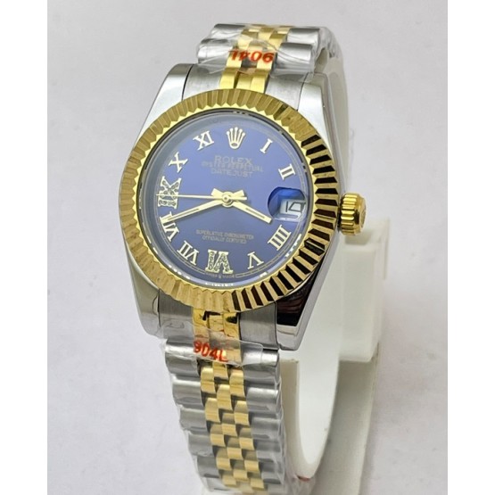 Rolex Datejust Roman Marker Blue Dual Tone Swiss Automatic Ladies Watch