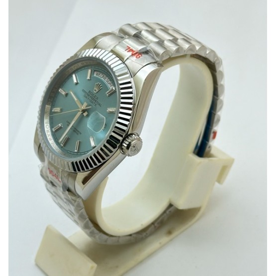 Rolex Day- Date Ice Blue Crystal Diamond Stick Mark Swiss Automatic Watch