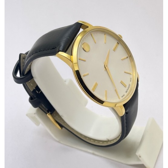 Movado Ultra Slim White Dail Leather Strap Watch