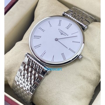 Longines Elegance La Grande White Steel Watch