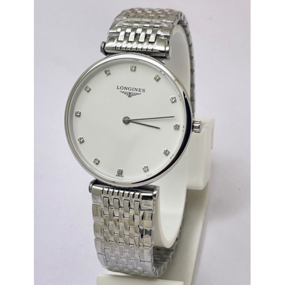 Longines Elegance La Grande Diamond Mark White Steel Watch