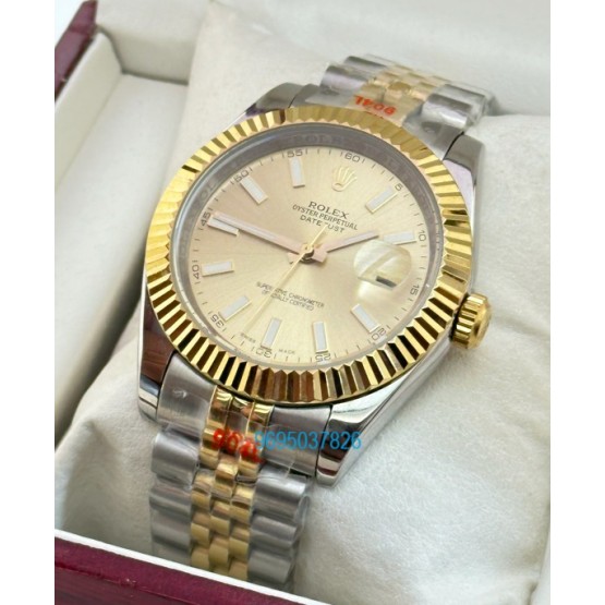 Rolex Datejust Golden Dail Dual Tone Swiss Automatic Watch