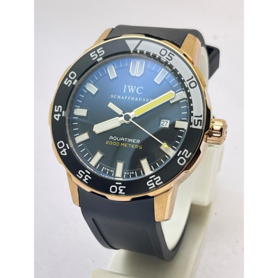 I W C Aquatimer 2000 Rose Gold Black Rubber Strap Swiss Automatic Watch