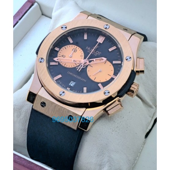 Hublot Classic Fusion Chronograph 2 Rose Gold Black Rubber Strap Watch