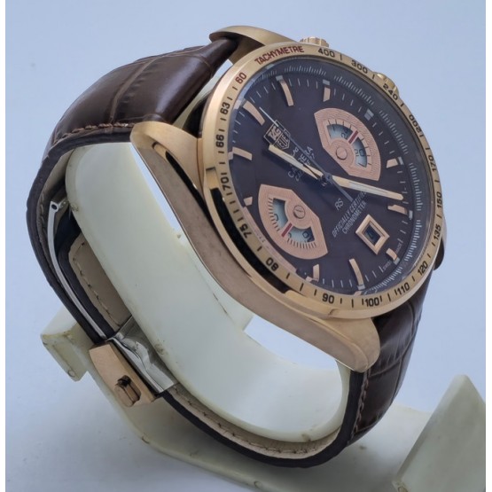 Tag Heuer Grand Carrera Calibre 17 Rose Gold Leather Strap Watch