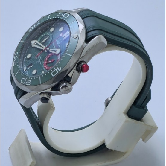 Omega Seamaster 300 Diver Green Chronograph Rubber Strap Watch