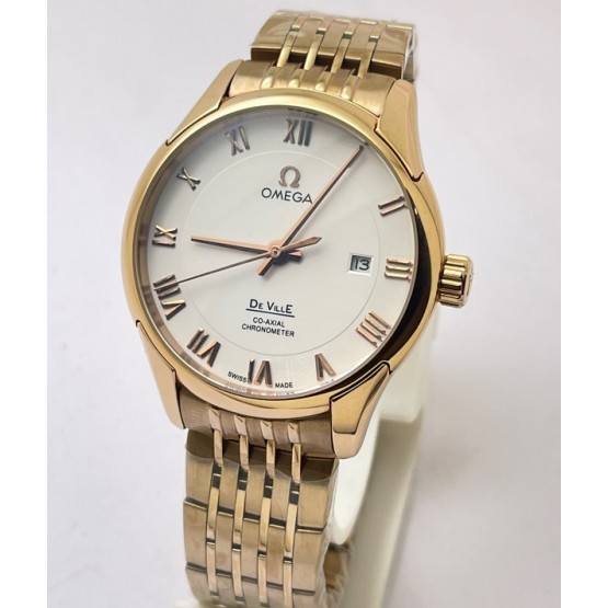 Omega De-Ville White Rose Gold Bracelet Swiss Automatic Watch