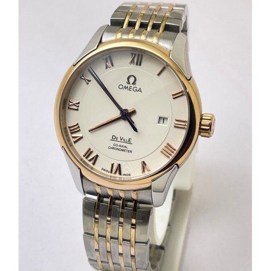 Omega De-Ville White Dual Tone Bracelet Swiss Automatic Watch