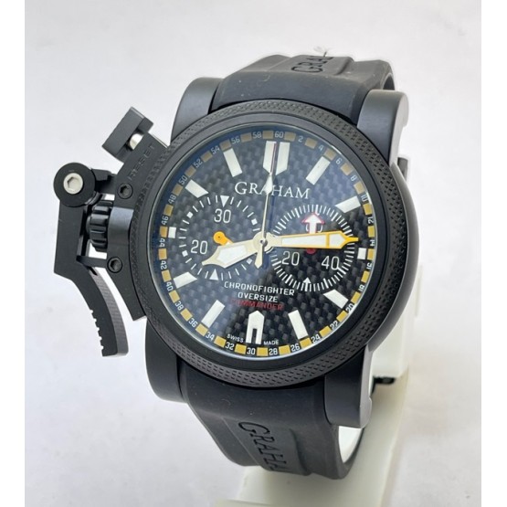 Graham Chronofighter Oversize Black Rubber Strap Watch