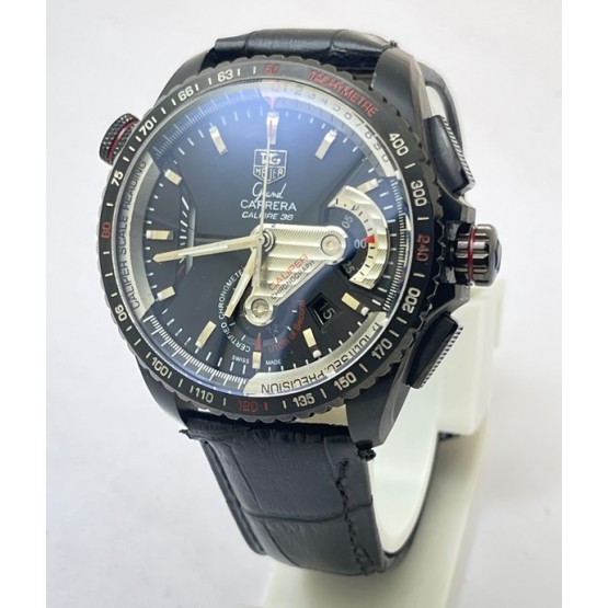 Tag Heuer Grand Carrera Calibre 36 ETA 7750 Valjoux Automatic Chronograph Leather Strap Watch