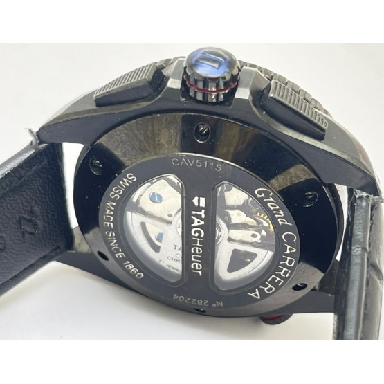 Tag Heuer Grand Carrera Calibre 36 ETA 7750 Valjoux Automatic Chronograph Leather Strap Watch