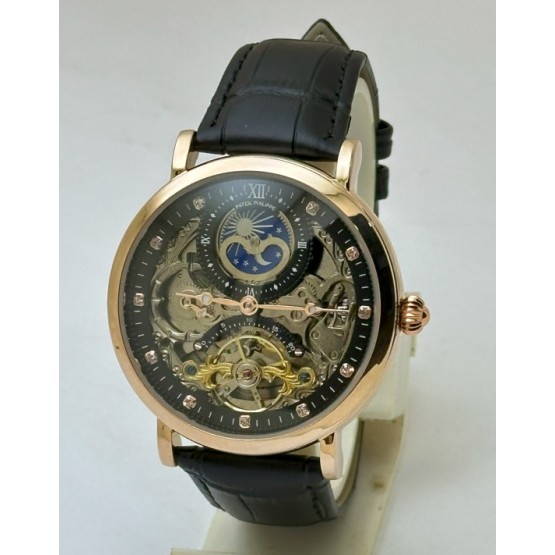 Patek Philippe Skeleton Two Time Zone SM Phase Black Swiss Automatic Watch