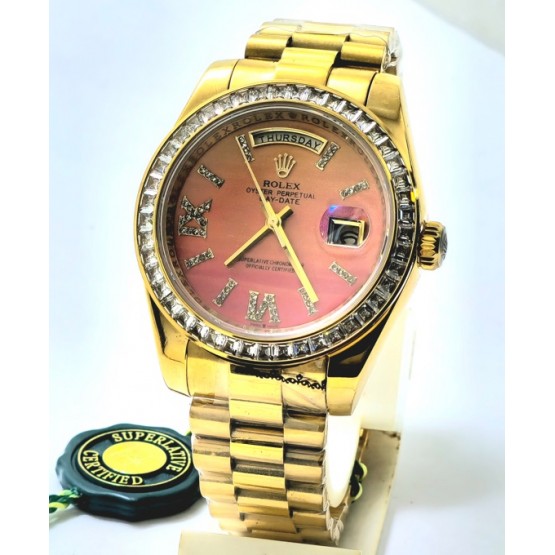 Rolex Day-Date Carnelian Gold Swiss Automatic Watch