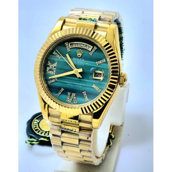 Rolex Day-Date Green Malachite Swiss Automatic Watch