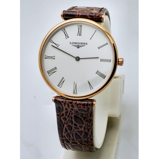 Longines La Grande Classique Ultra Slim Rose Gold Leather Strap Watch