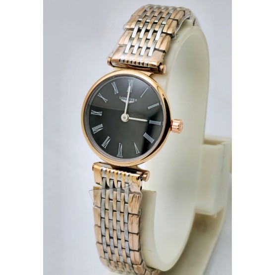 Longines Elegance La Grande Black Dual Tone Ladies Watch