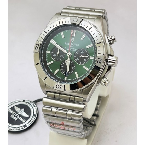 Breitling Chronomat B01 42 Green Steel Watch