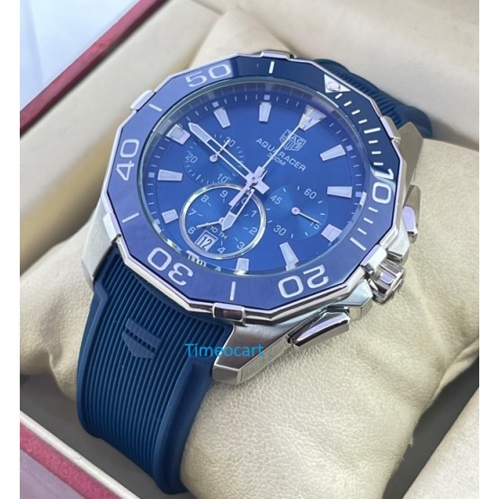 Tag Heuer Aquaracer Calibre 5 Chronograph Blue Rubber Strap Watch