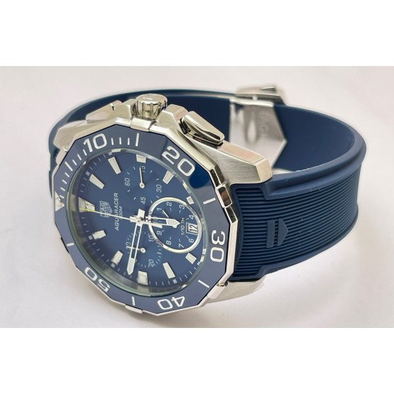 Tag Heuer Aquaracer Calibre 5 Chronograph Blue Rubber Strap Watch