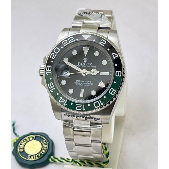 Rolex GMT Master II Destro Left-Handed Oyster Bracelet Swiss ETA 7750 Valjoux Movement Watch