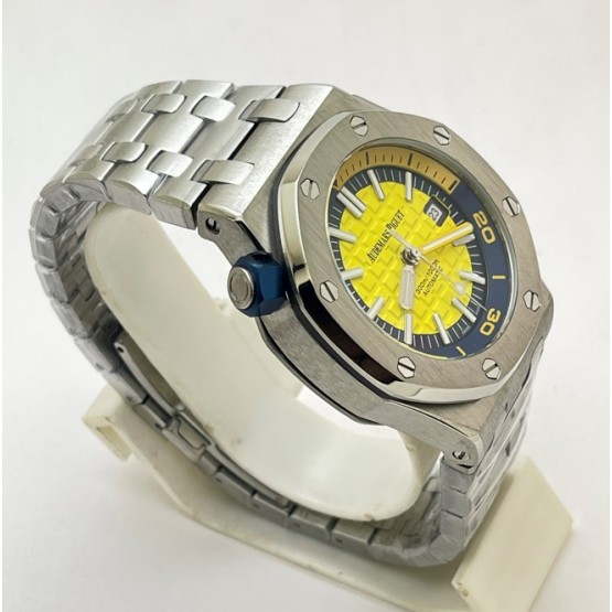 Audemars Piguet Diver Steel Bracelet Yellow Swiss Automatic Watch