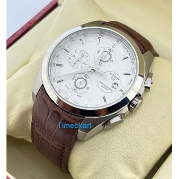 TISSOT COUTURIER CHRONOGRAPH LEATHER STRAP STEEL WATCH