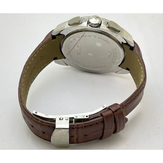 TISSOT COUTURIER CHRONOGRAPH LEATHER STRAP STEEL WATCH