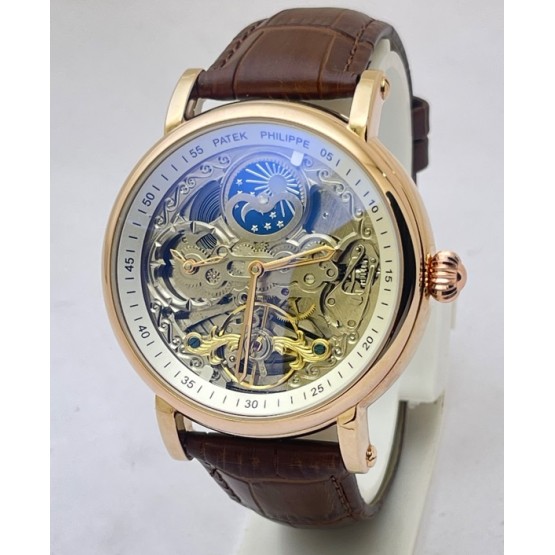  Patek Philippe Skeleton Two Time Zone SM Phase Swiss Automatic Watch