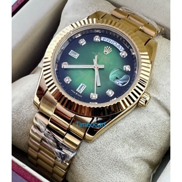 Rolex Day-Date Diamond Mark Green Golden 36MM Swiss Automatic Watch