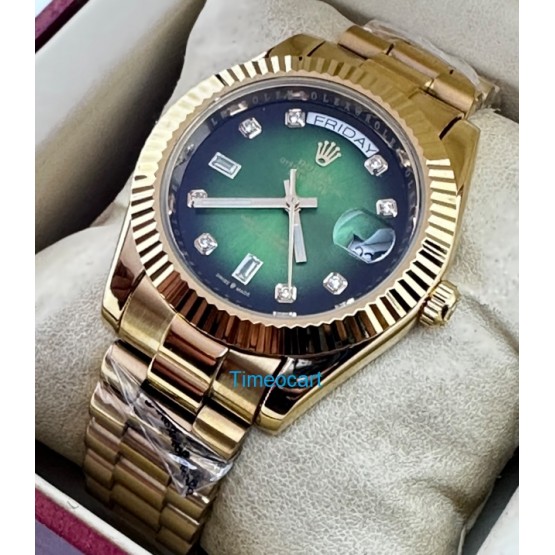 Rolex Day-Date Diamond Mark Green Golden 36MM Swiss Automatic Watch