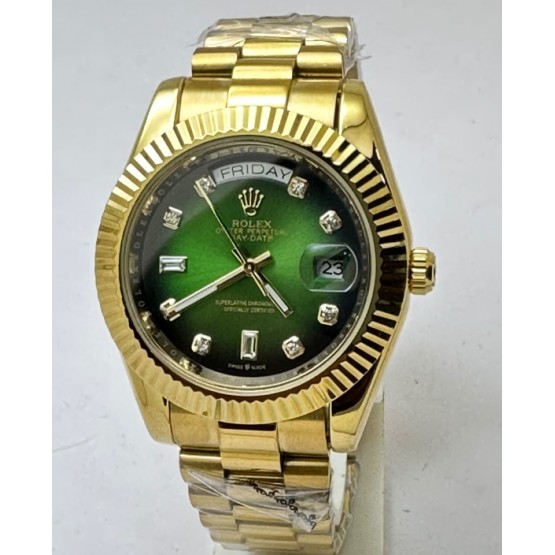 Rolex Day-Date Diamond Mark Green Golden 36MM Swiss Automatic Watch