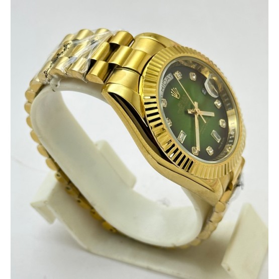 Rolex Day-Date Diamond Mark Green Golden 36MM Swiss Automatic Watch