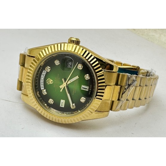 Rolex Day-Date Diamond Mark Green Golden 36MM Swiss Automatic Watch