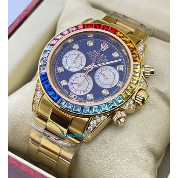 Rolex Cosmograph Daytona Rainbow Jewels Flyback Chronograph Luxury Watch