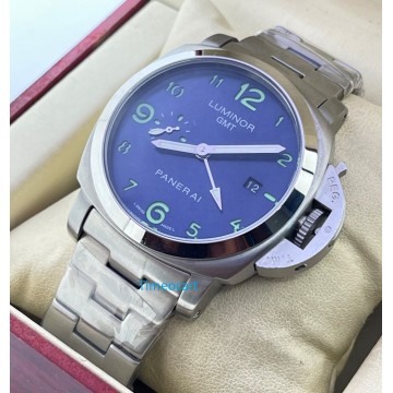 Panerai GMT Blue Steel Bracelet Swiss Automatic Watch