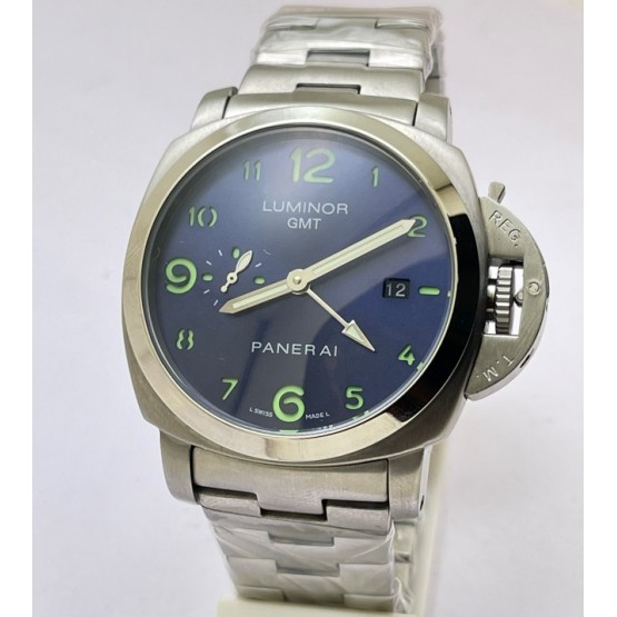 Panerai GMT Blue Steel Bracelet Swiss Automatic Watch