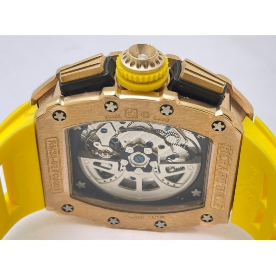 Richard Mille RM11 Rose Gold Yellow Rubber Strap Swiss Automatic Watch