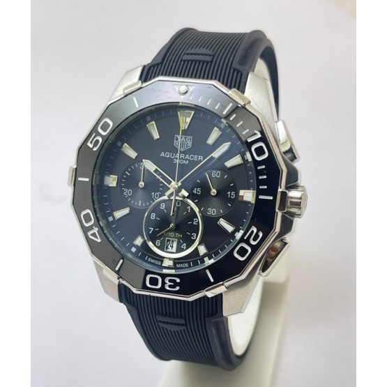 Tag Heuer Aquaracer Calibre 5 Chronograph Black Rubber Strap Watch