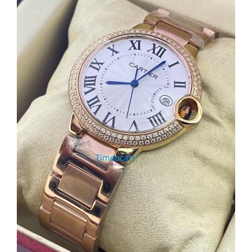 Cartier Ballon Bleu Rose Gold Jewel Bezel Watch