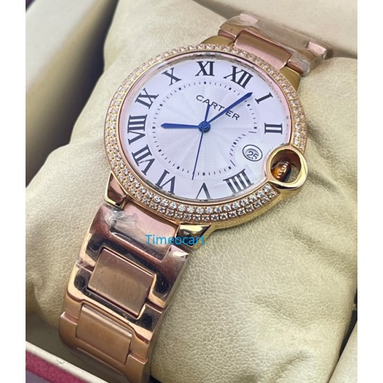 Cartier Ballon Bleu Rose Gold Jewel Bezel Watch