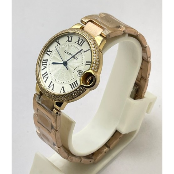 Cartier Ballon Bleu Rose Gold Jewel Bezel Watch