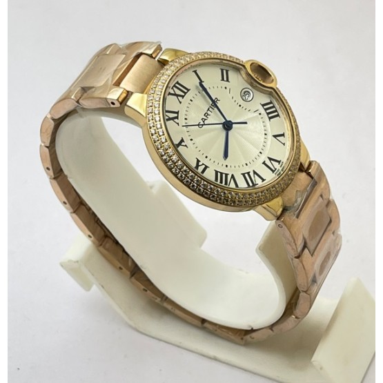 Cartier Ballon Bleu Rose Gold Jewel Bezel Watch