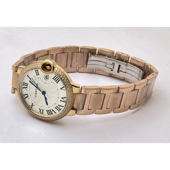 Cartier Ballon Bleu Rose Gold Jewel Bezel Watch