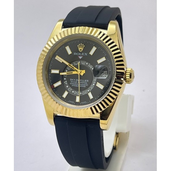 Rolex Sky Dweller Black Rubber Strap Swiss ETA Automatic Watch