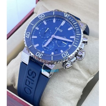 Oris Aquis Chronograph Blue Rubber Strap Watch