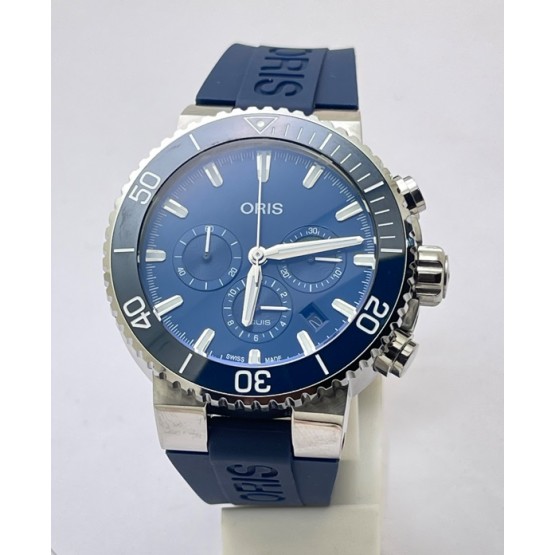 Oris Aquis Chronograph Blue Rubber Strap Watch