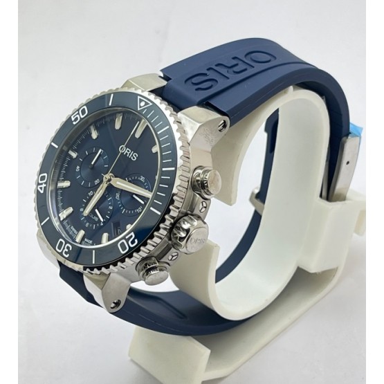 Oris Aquis Chronograph Blue Rubber Strap Watch