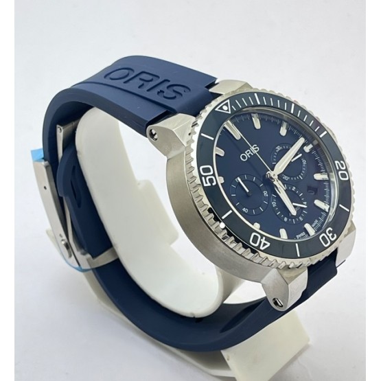 Oris Aquis Chronograph Blue Rubber Strap Watch