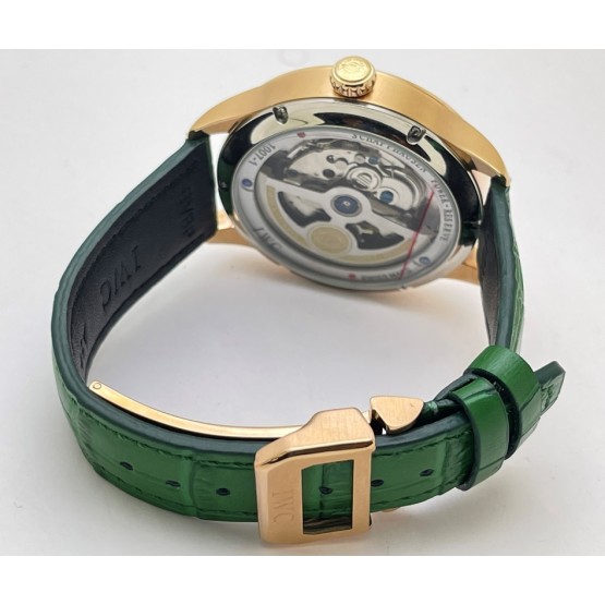 I W C Portuguese Power Reserve Rose Gold Green Leather Strap Swiss Automatic Watch