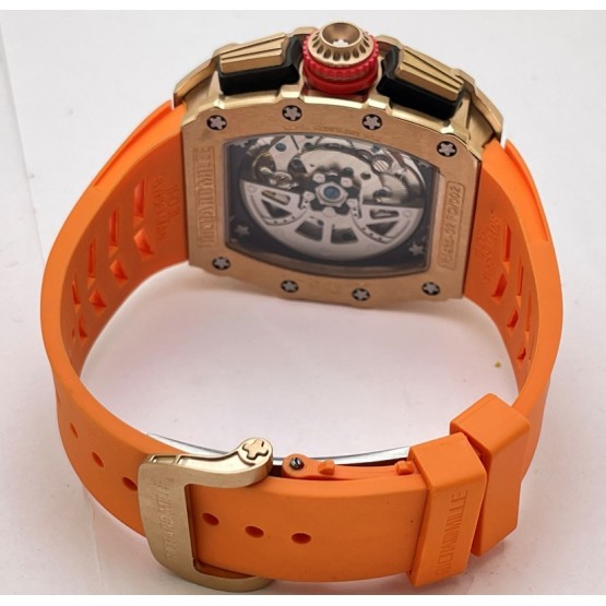 Richard Mille RM11 Rose Gold Orange Rubber Strap Swiss Automatic Watch